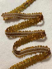 Yellow Gold Sequin Stretch Elastic 3/4" wide Trim - 2 yards