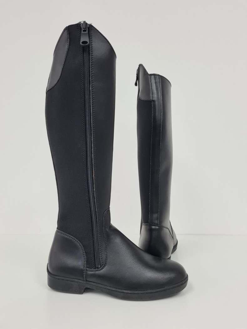 Adults Horse Riding Boots Long Stretchable Calf Elastic Side Zip Up Closure  Shoe