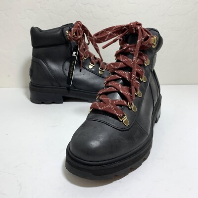Sorel Lennox Hiker STKD Boots Waterproof Leather Booties Black Size 8.5 or 9 NEW