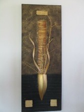 Quadro Batik Dipinto a Mano con Pittura in Rilievo cm 120x45 Decorazione Parete