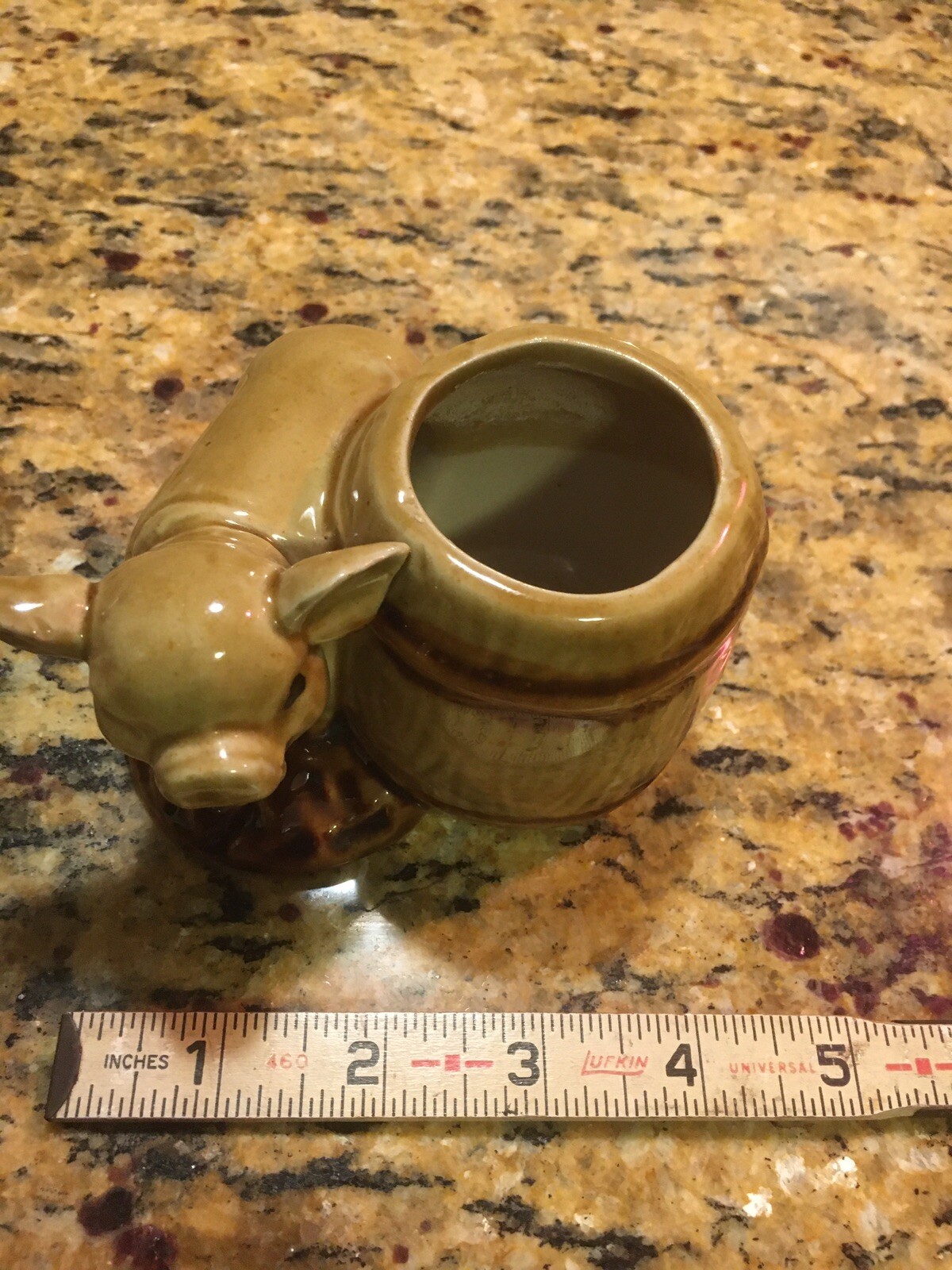 Vintage Small Brown Pig With Barrel Planter eBay