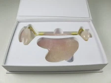 New Organic to Green Rose Quartz Crystal Roller Gua Sha Set Skin Detox
