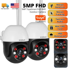 2PCS KERUI 5MP HD PTZ WiFi IP Wireless Camera Tuya Smart Outdoor Home Security