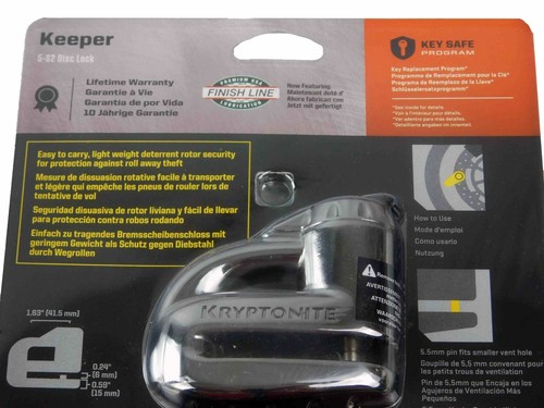Kryptonite 5-S2 Disc lock Black w/Reminder NYk Chain 1217 5.5 ft w/ Disc Lock - Picture 3 of 4