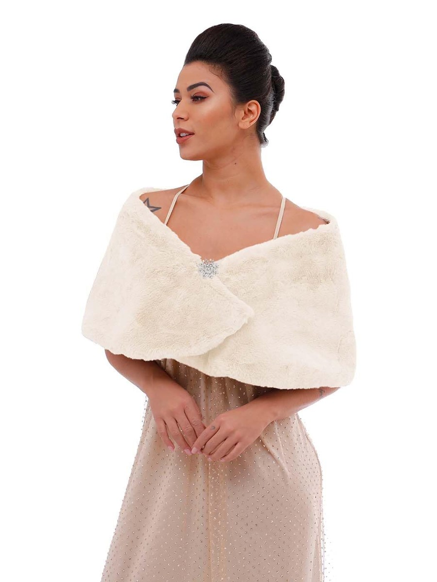 Faux Fur Shawl Wedding faux fur wrap bridal Faux Fur Stole Fur Scarf for  Brid...