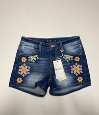 Miss Me Los Angeles Blue jeans girls Floral Embroidered Size 14 NWT