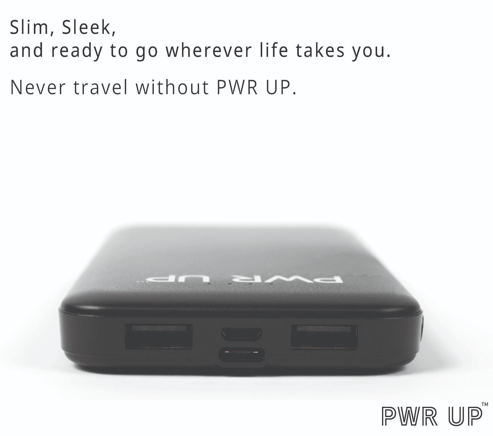 PWR UP 10000mAh Slim Portable Device Charger | Dual USB-A Output | Fast Charge
