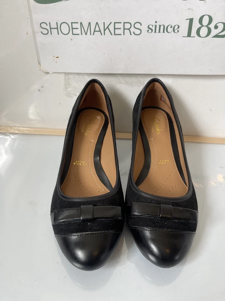 Clarks Black Leather Shoes Size UK 3 EU 36 Extra Wide Fit  ** - Image 2 of 4