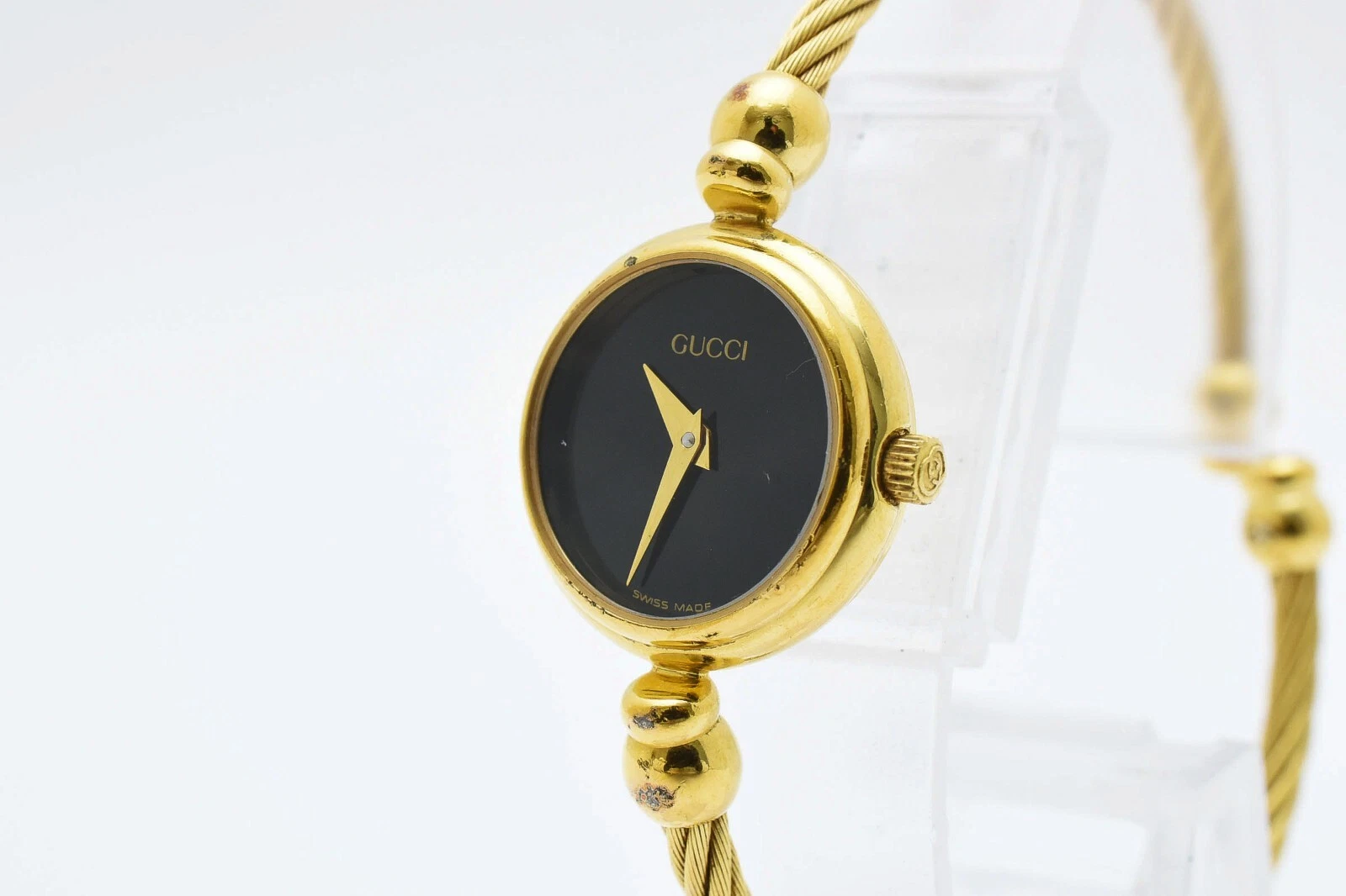 Montre à quartz femme vintage [pile neuve] GUCCI 2700.2.L cadran noir du JAPON