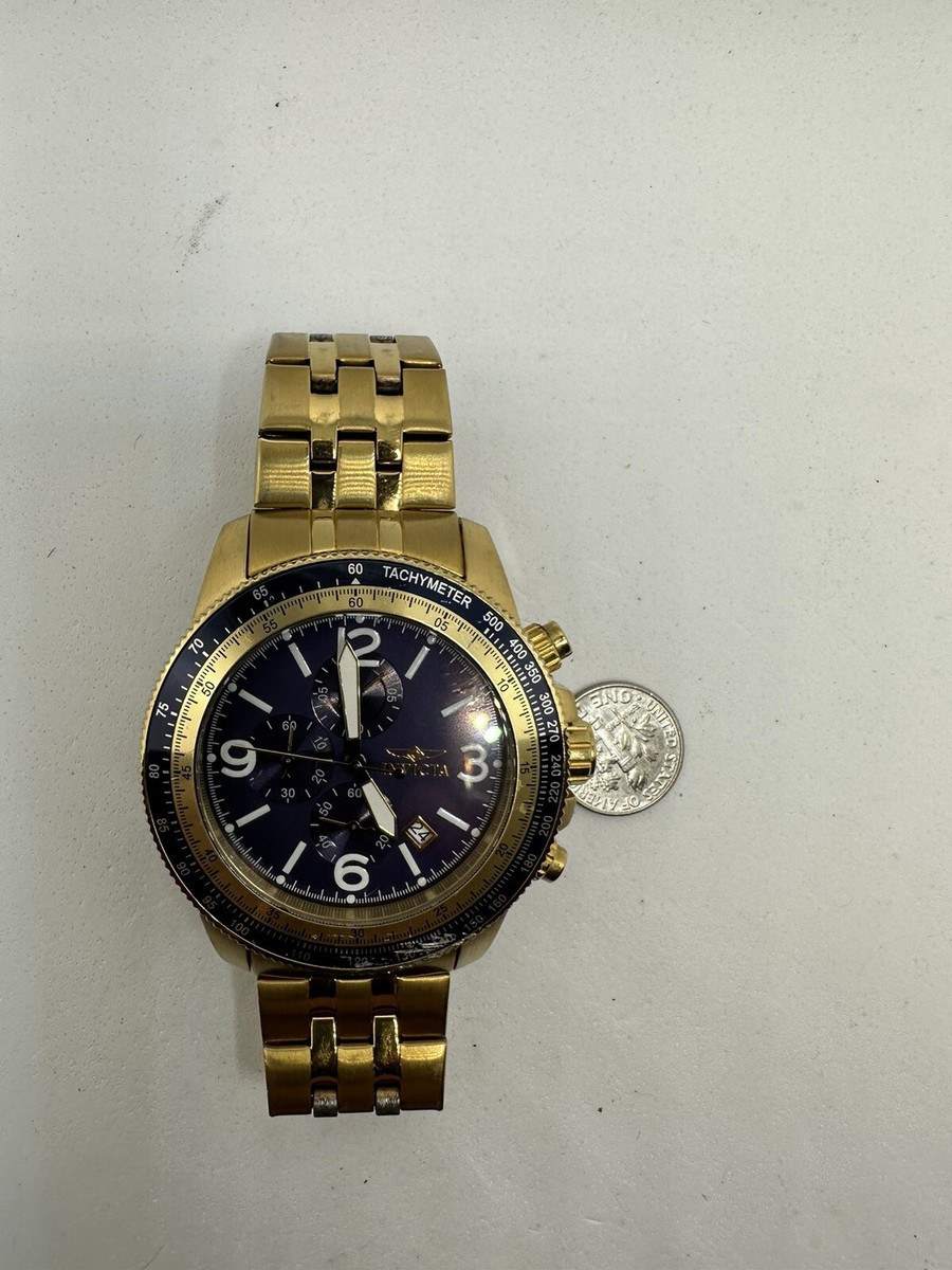Invicta Men's Specialty Chronograph Blue Dial Gold Stainless Steel
