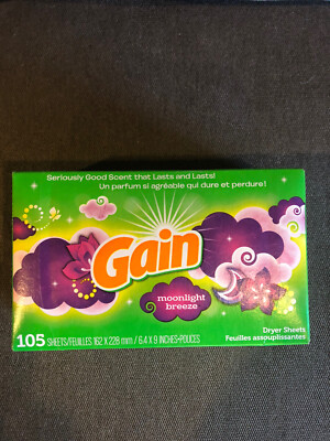 Gain Fabric Softener Dryer Sheets Moonlight Breeze 105 Count Scent Booster