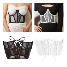 Lace Corset Belt Decorative Open Cup Tie Back Girdle Push up Boned Wide Belt