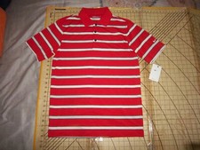 MENS SMALL NIKE GOLF RED/WHITE/GRAY STRIPES POLO SHIRT - NWT