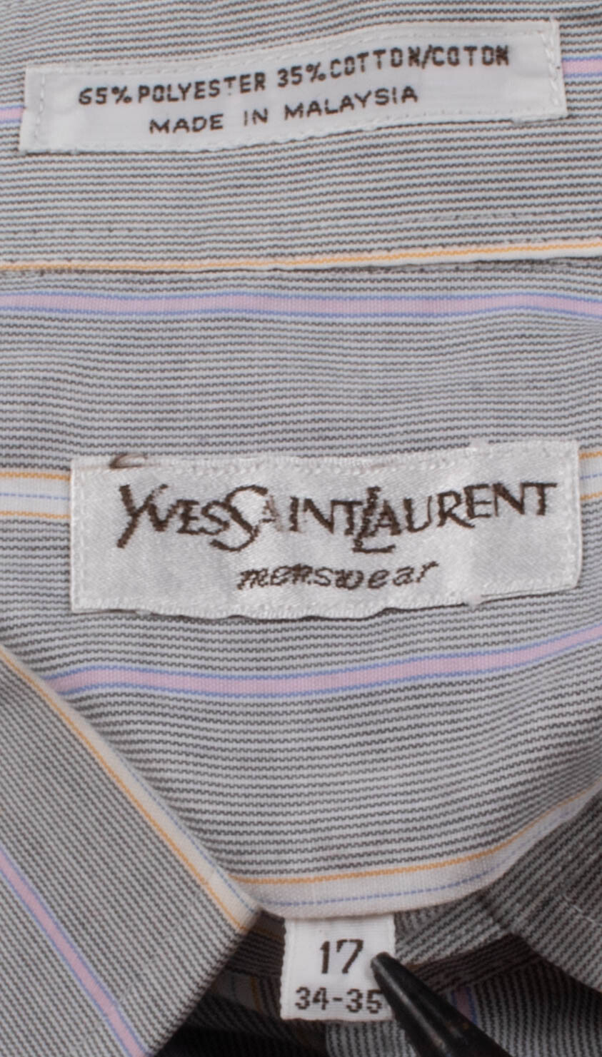 Camicia elegante uomo vintage YSL Yves Saint Laurent a righe con bottoni taglia 17 LRG