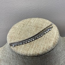 Vintage silver tone rhinestone bar hair Bobby pin clip