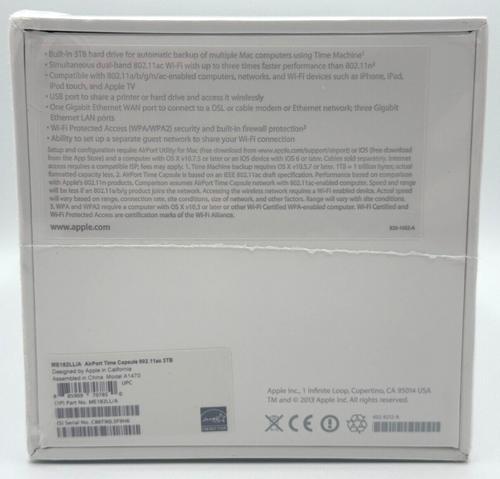 Apple AirPort Time Capsule 3TB External Hard Drive A1470 Factory Sealed - Afbeelding 13 van 17