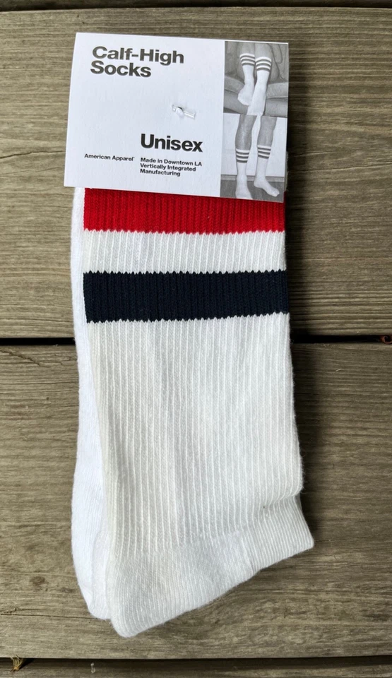 American Apparel унисекс в полоску икры высоты экипажа носки сделано в США - Изображение 3 из 4