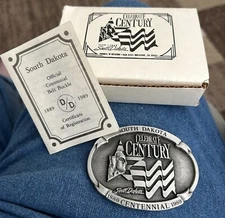 Vintage 1989 Double D Design South Dakota Centennial Belt Buckle New In Box