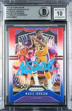 Lakers Magic Johnson Signed 2019 Panini Prizm RW&B #25 Card Auto 10! BAS Slab 2