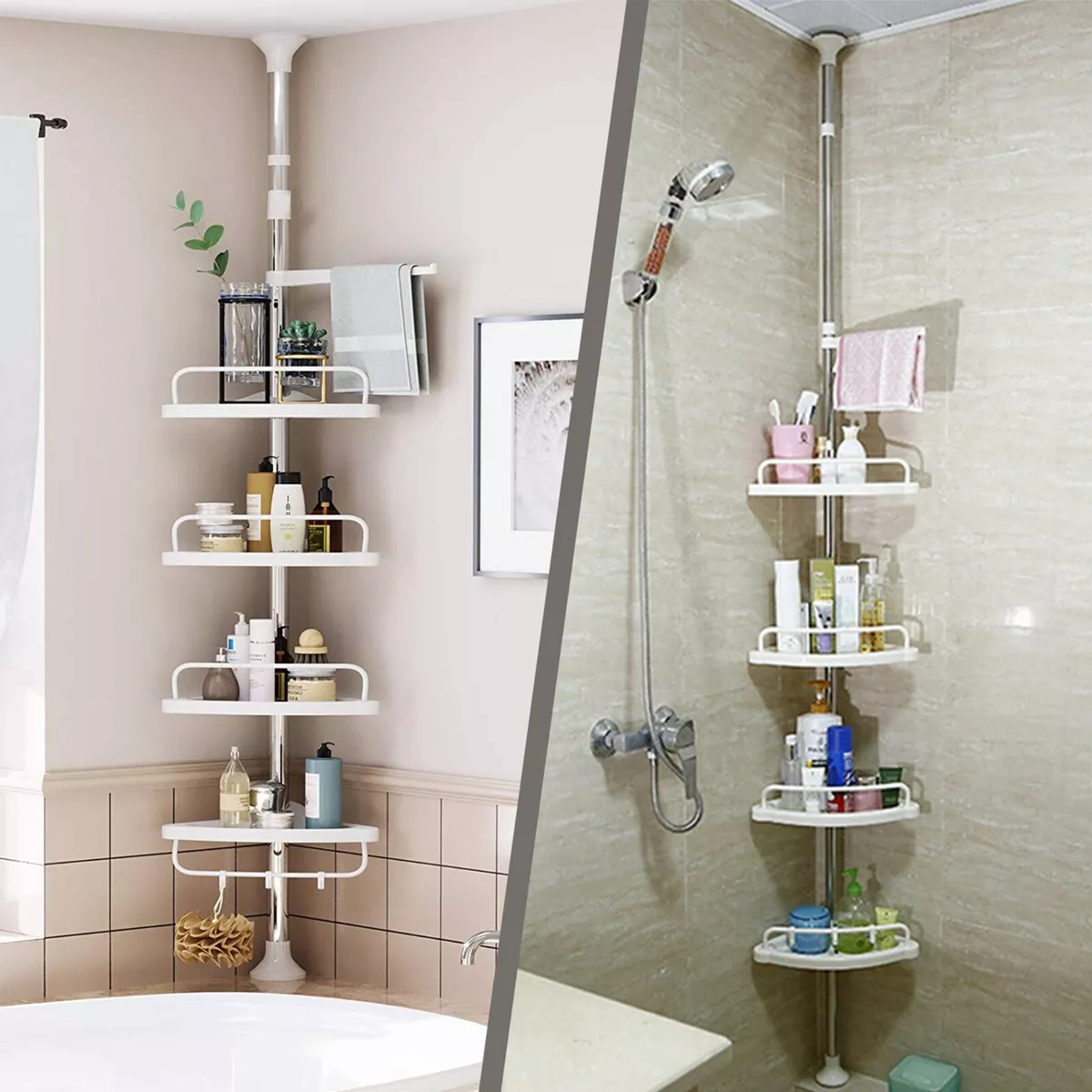 Bathroom glass best sale corner shelves shower