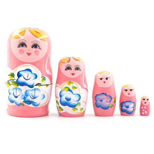 Poupées russes avec cinq couches de jouets en bois artisanal peint à la main ornements - Photo 1 sur 18