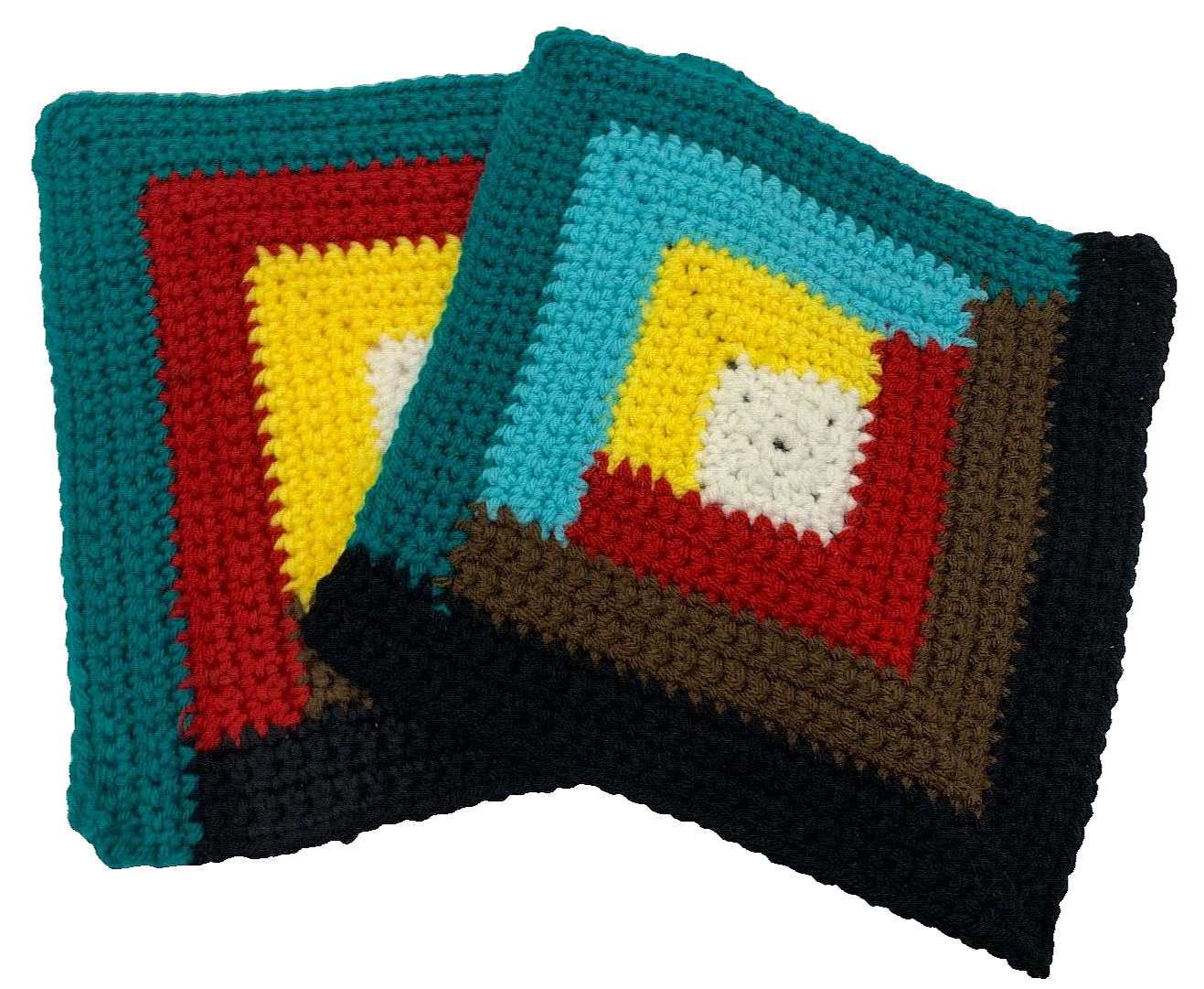 MCM Granny Squares Hot Pads Crochet Afghan geometric modern square trivets mats