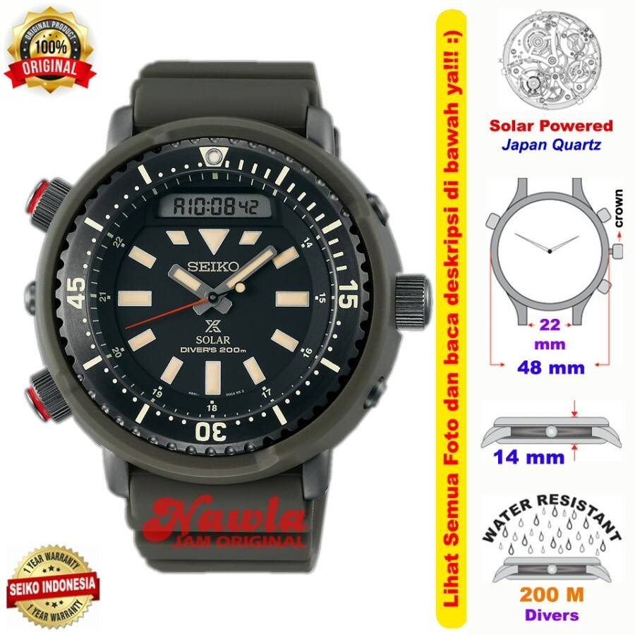 Brand New Seiko Prospex SNJ031P1 Solar Arnie AnaDigi 20 ATM