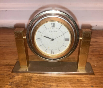 vintage brass chrome rotating seiko desk clock | eBay