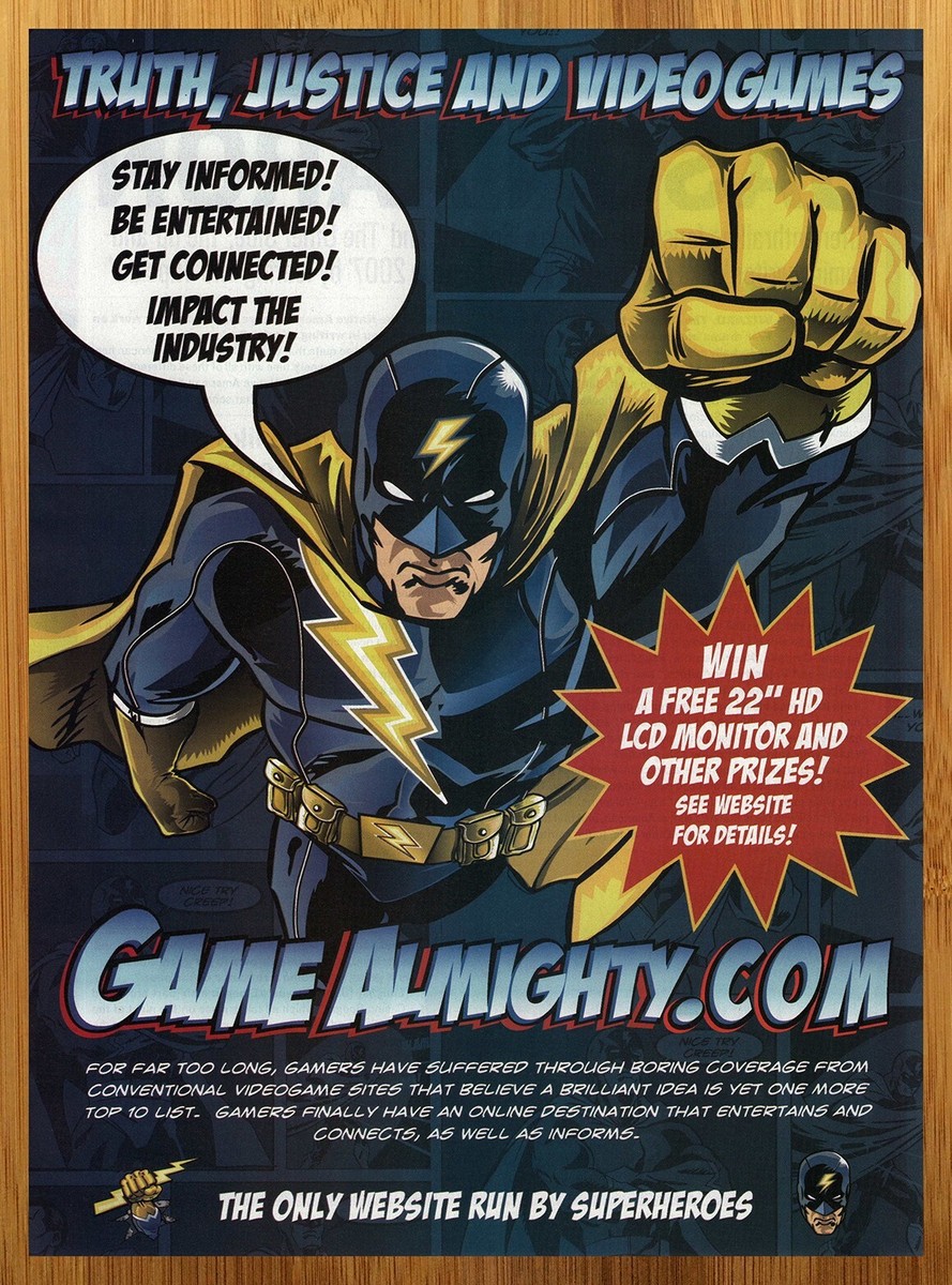 2007 Game Almighty Print Ad/Poster Video Game Website Superhero 2007 Game Almighty Print Ad/Poster Video Game Website Superhero