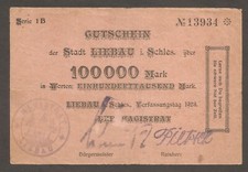 Germany - Liebau 100000 Mark;  Verfassungstag 1923; F+; K-3259i; Inflation
