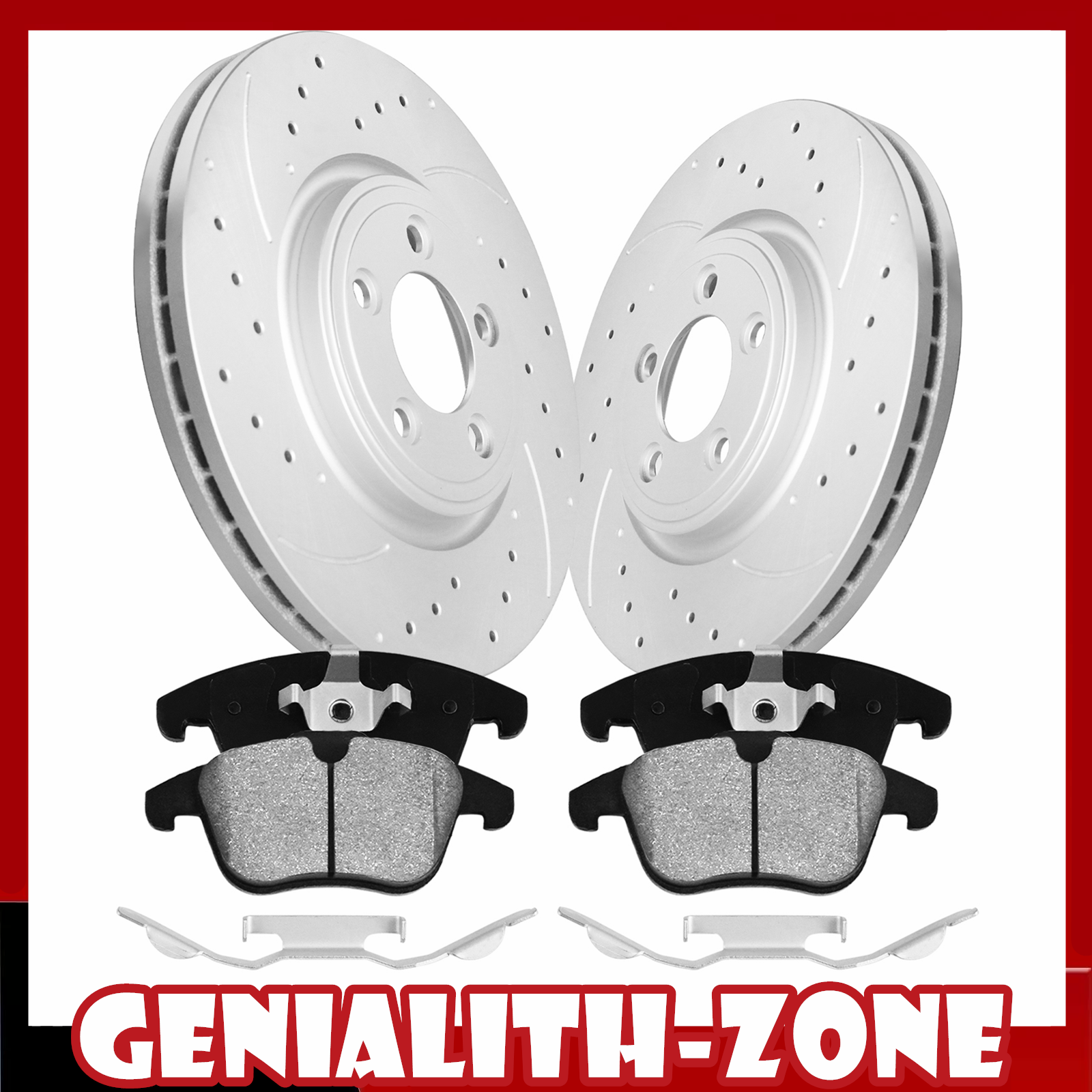 For Jaguar XF 2009-2015 Front Drilled Brake Rotors Ceramic Pads Kits