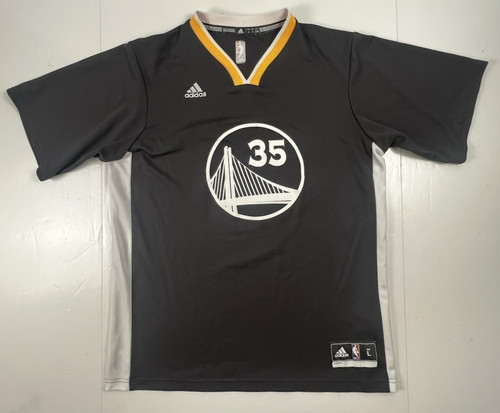 Kevin Durant Golden State Warriors Sleeved Jersey Mens L Adidas Black 2016