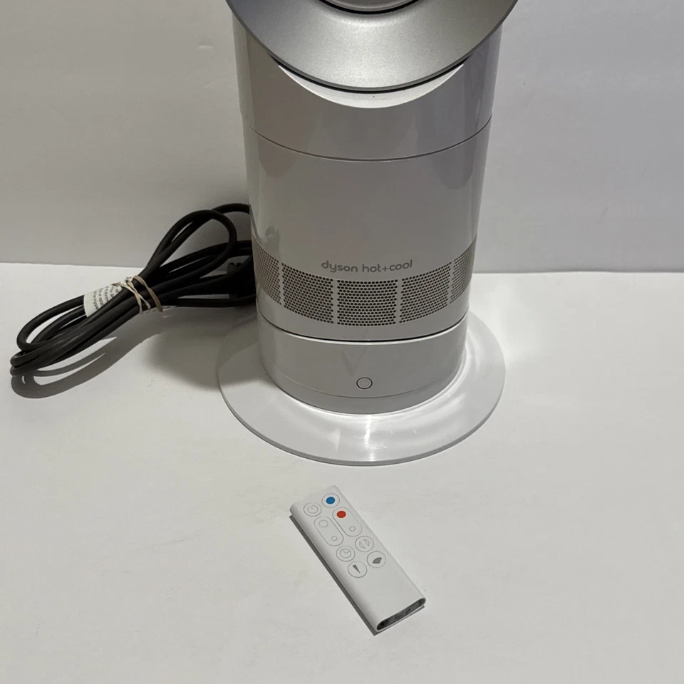 Ventilador oscilante calentador Dyson AM09 Hot Cool Jet Focus funciona blanco plateado con control remoto Foto 2 de 4