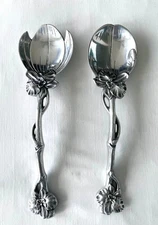 VTG Arthur Court 2004 Orchid 2-Pc Salad Vegetable Serving Set Spoon Fork Aluminu