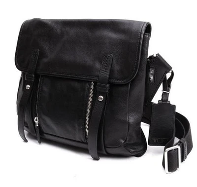 Sac à bandoulière TUMI en cuir noir pour hommes sac messager 68153D - Photo 1/4