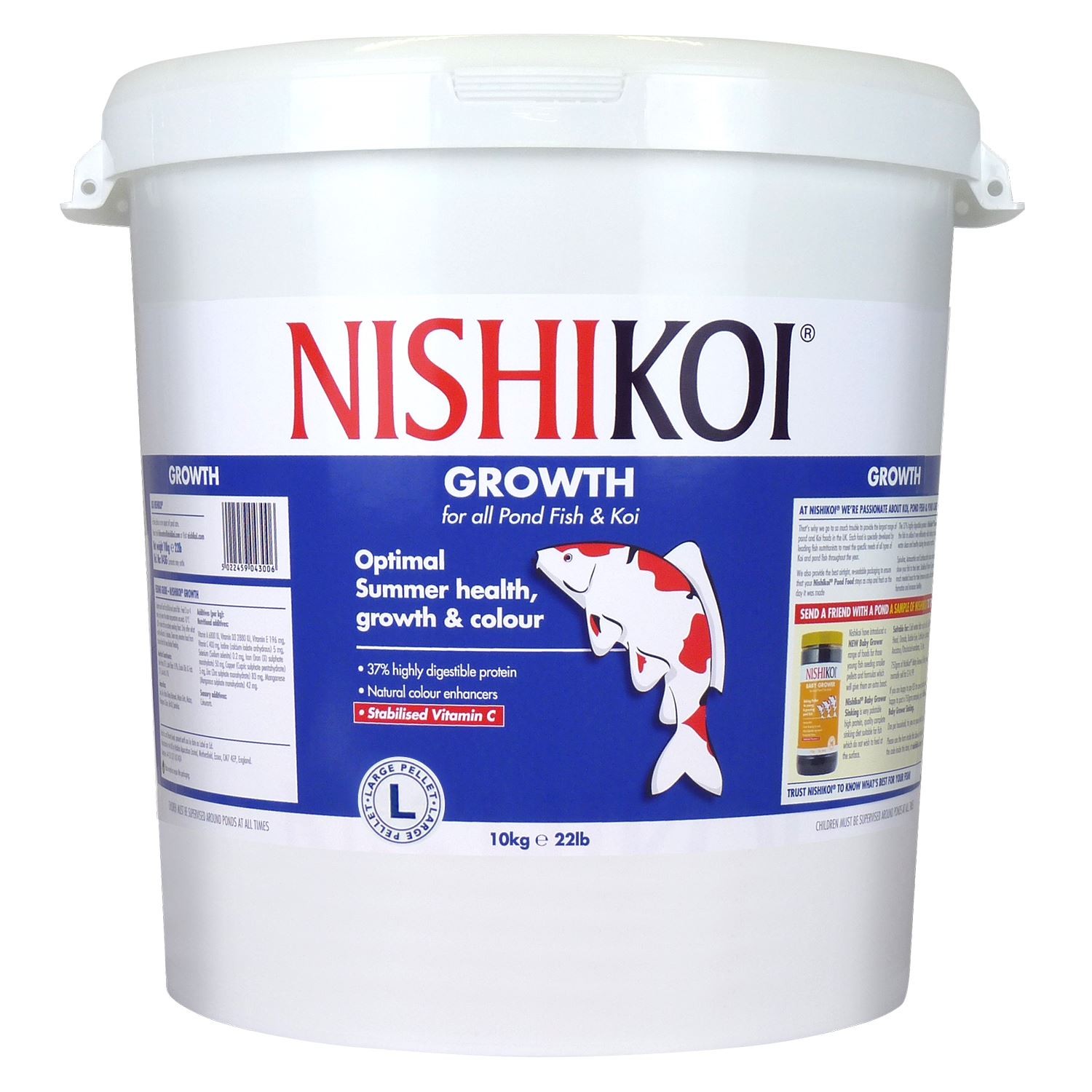 10KG NISHIKOI GROWTH LARGE PELLET POND FISH FOOD FEEDING DIET BUCKET KOI HEALTH