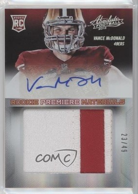 2013 Absolute Jumbo Signatures Prime 23/49 Vance McDonald Rookie Auto RC 4r3