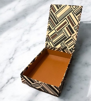 Abstract Pattern Cardboard Decorative Box Brown Beige Black Rectangular