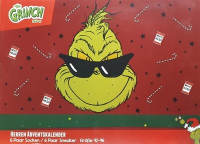 Socken Adventskalender GRINCH Herren Gr. 42-46 -- 12 Paar