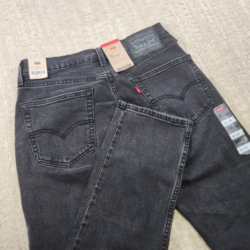 Levis 514 Jeans Mens 30x30 Straight Leg Black Denim Stretch Biker Vintage Wash