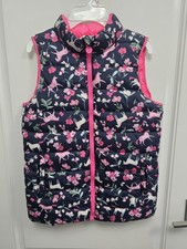 Joules Flip It Unicorn/Pink Puffer Zip Up Reversible Vest, Size 11-12, NWOT