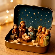 Christmas Mini Nativity Scene Xmas Eve Ornament Set Home Decoration Gift