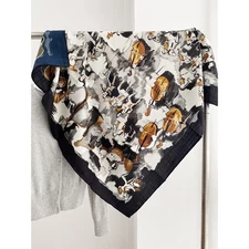 2025 New 70% Wool & 30% Silk Wrap Scarf Band Print Double Side Shawl 35"