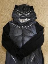 Black Panther One Piece Pajama Youth Large 10/12 Good Preowned Condition.