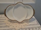 VTG Milk Glass Anchor Hocking Fire King Gold Trim Divided Relish DISH  11"
