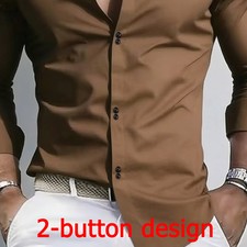 2026 Solid Color Men's Shirt Casual White Shirt High Quality Solid Color Long Sl