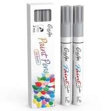 Silver Permanent Paint Markers, 2 Pack Opaque Metallic Paint Marker Pens for ...