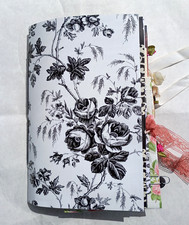 B W handmade junk journal 50 Pages Roses Black and White Red and Pink