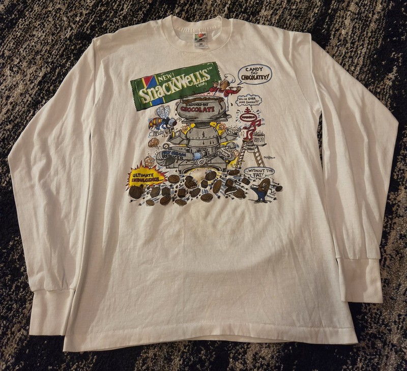 Vintage Snackwell’s Candy Snack T Shirt Long Sleeve Size Large 
