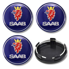 For SAAB Alloy Wheel Centre Cap Hub x4 60mm Blue Front 9-3 9-5 Black Back 